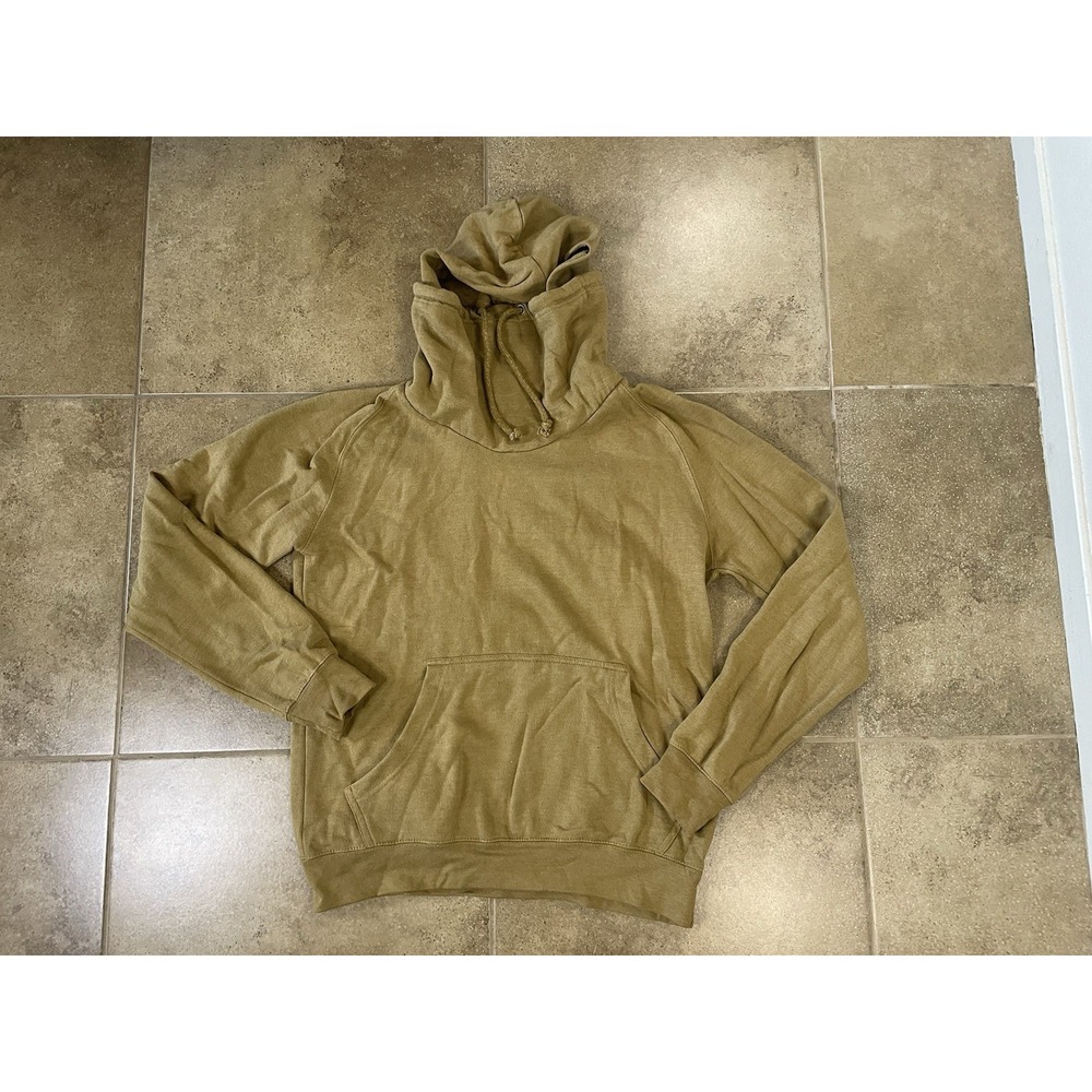 Carbon Gray Cowl Neck Hoodie Sweatshirt Mens Sz M Mustard Yellow Comfy Cozy